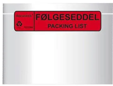 Docustick Standard følgeseddellomme m/tryk C5 225 mm x 165 mm